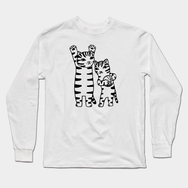 Tigers playing basketball Long Sleeve T-Shirt by RicardoCarn